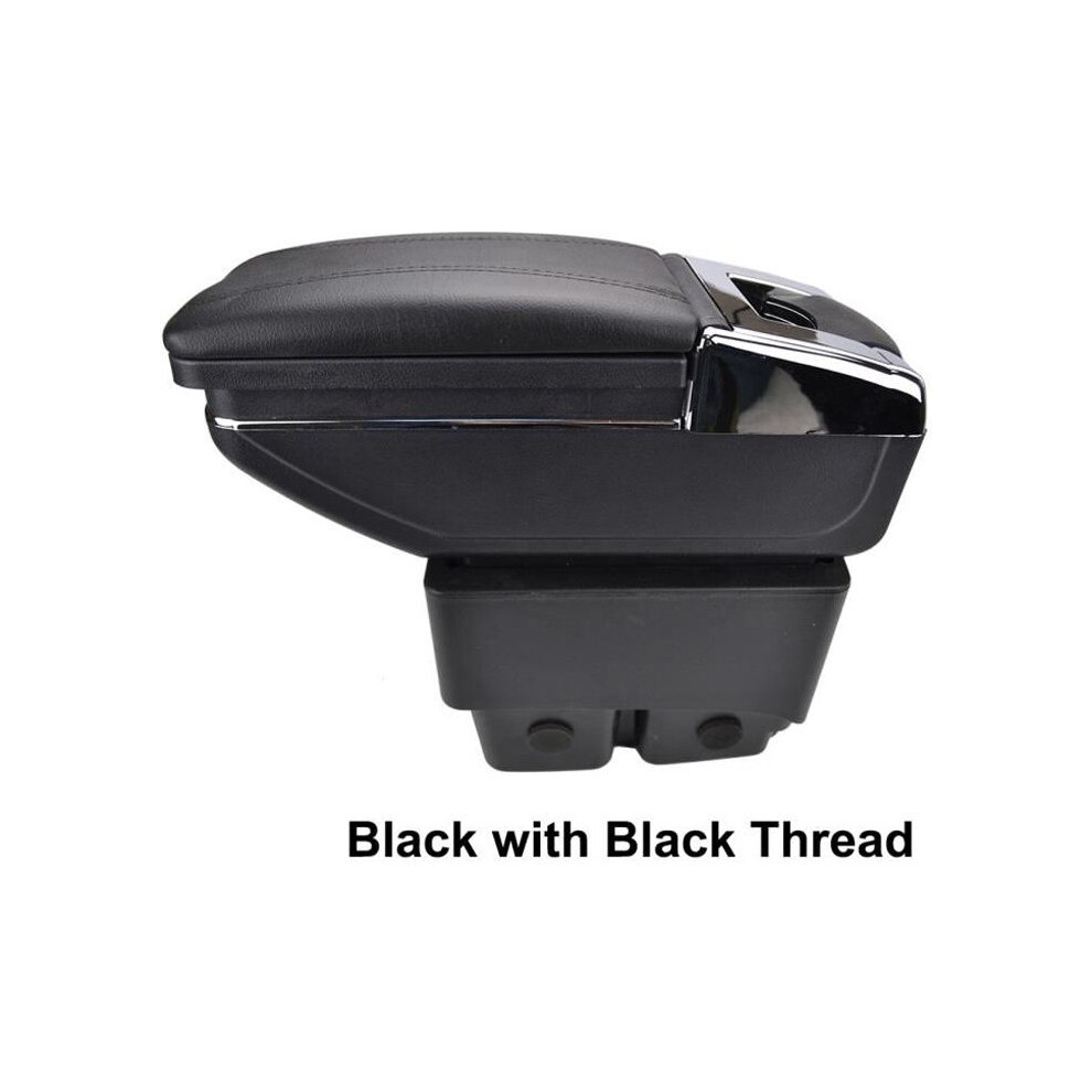 Leather Center Armrest With Sliding Cover, Specific For Ford Fiesta 2009-2017 (With Stitching) Black 7333425912768