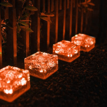 Luminárias solares externas em formato de tijolo, estilo tijolo de cristal, resistentes às intempéries, para caminhos, com carregamento solar e