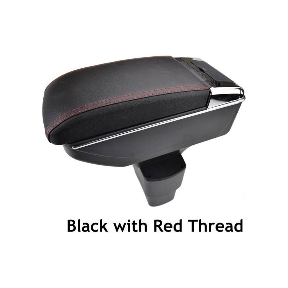 Double-Layer Leather Center Armrest, Specific For Nissan Nv200 Evalia 2010-2017 (With Stitching) Black/Red 7333425912829