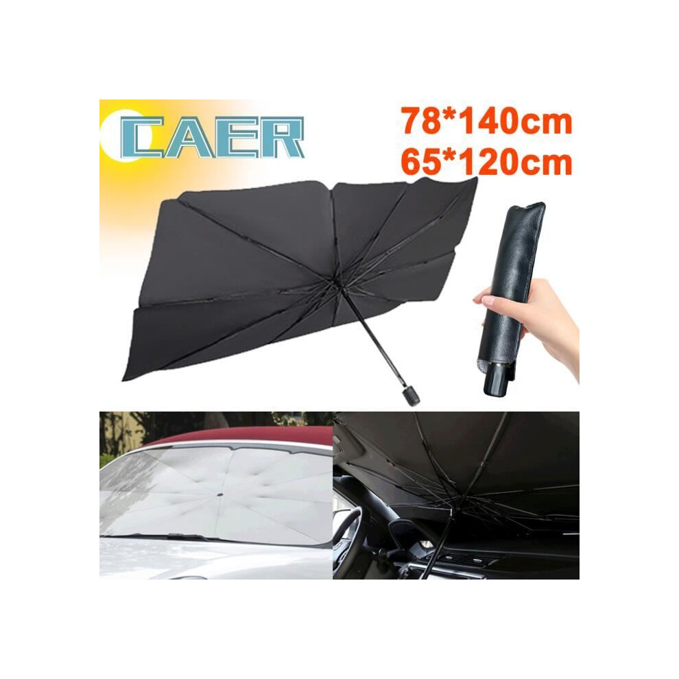 Foldable Car Sun Shade, Anti-Uv Sun Protection Umbrella For Car, Truck, Suv - 145 X 79 Cm Silver 7333425914069