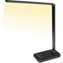 Black Foldable Desk Lamp With Touch Control, 10 Brightness Levels, 5 Lighting Modes, Usb Charging Port, And Flexible Arm For Reading, Studying, And Wo