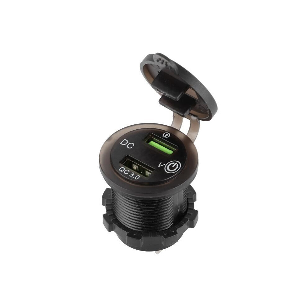 Eiffel Qc 3.0 Dual Port Usb Charger Waterproof Fast Charging With Led Voltmeter ( Led Light) Red/Light 7333425921616