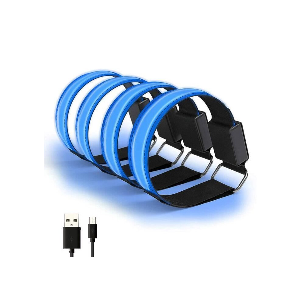 4 Pack Led Reflective Armbands, Usb Rechargeable Adjustable Luminous Armbands For Running, Cycling And Sports, Blue 7333425928103