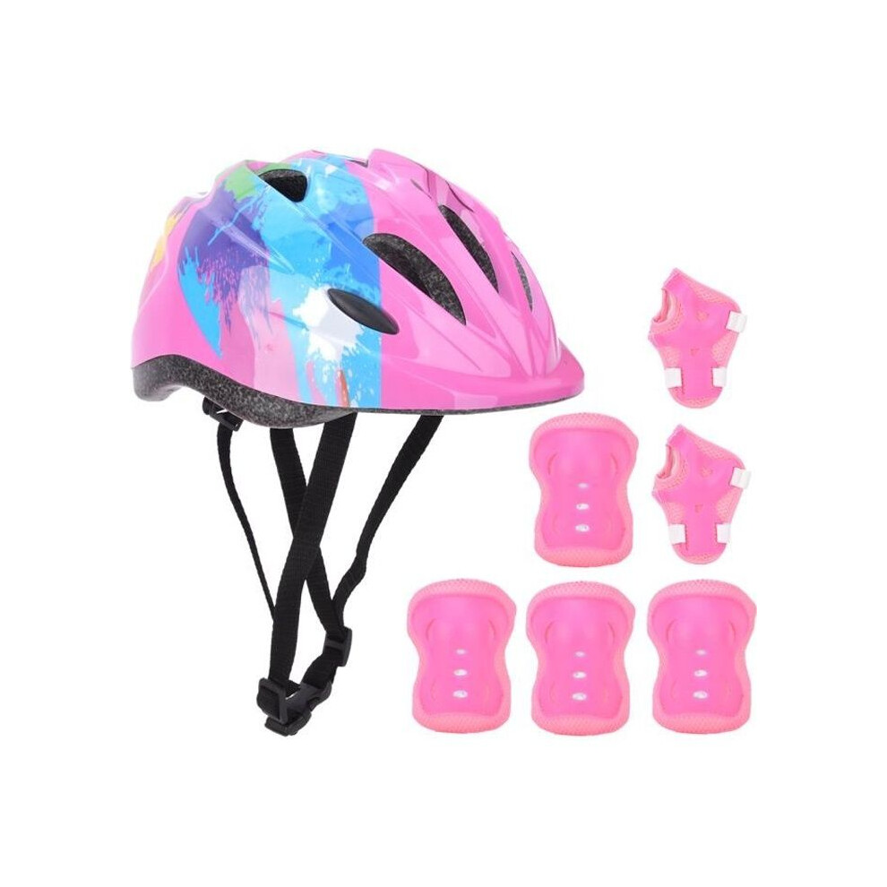 Pink Protective Equipment - Che - 7 Pieces - Helmet - Knee Pad - Elbow Pad - Colorful