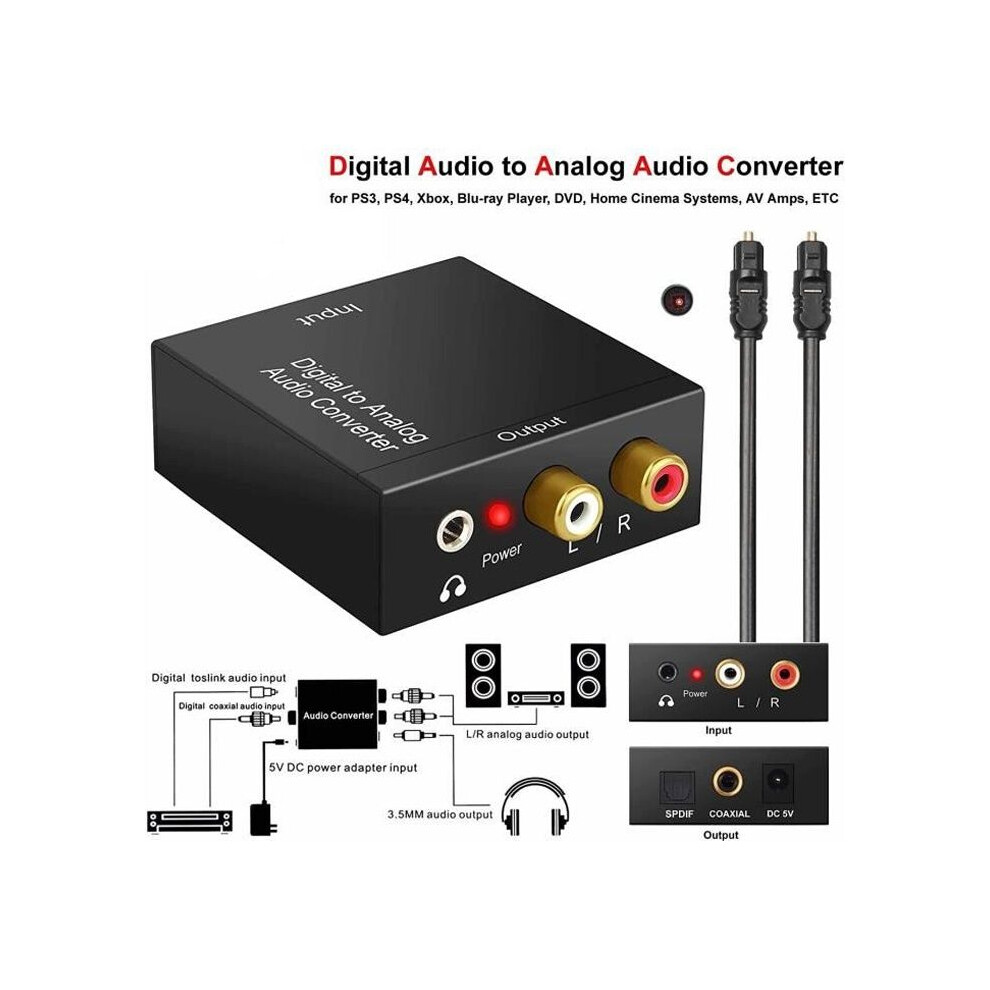 192Khz Digital To Analog Audio Converter, Dac, Digital Spdif, Optical Coaxial To Analog, Rca L/R Aux Stereo, Spdif 7333425939772