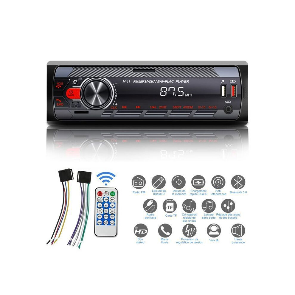 Bluetooth Car Stereo, 7 Color Stereo Radio, Voice Assistant, Bluetooth Car Stereo - Mp3-Wma-Wav-Flac-Ape+ App 7333425940280