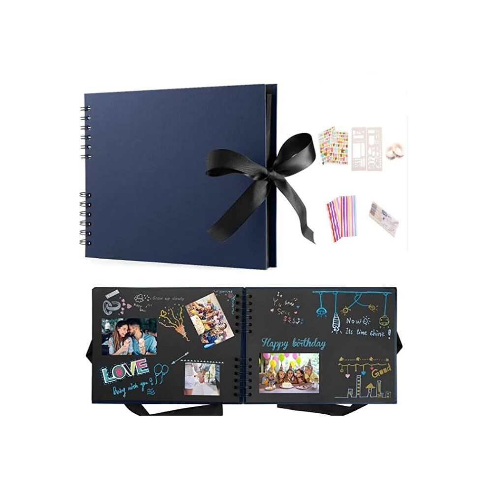 Scrapbook Photo Album, Diy Photo Album With 6 Metallic Pens, 80 Pages, Gifts For Wedding, Travel, Graduation 7333425943755