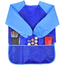 Waterproof Apron for Kids - Not Specified - Long Sleeves - 3 Pockets - Blue