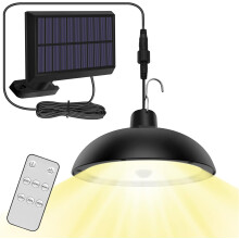 Hanglamp op zonne-energie, buiten- en binnenlamp voor schuur met timer, automatische schemering-tot-dageraad-functie, IP65 waterdicht voor