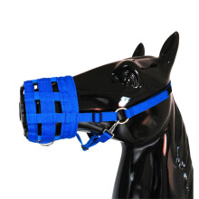 Focinheira para cavalos para pastoreio controlado, bolsa de ração respirável com argola em D, focinheira confortável e ajustável para manejo de