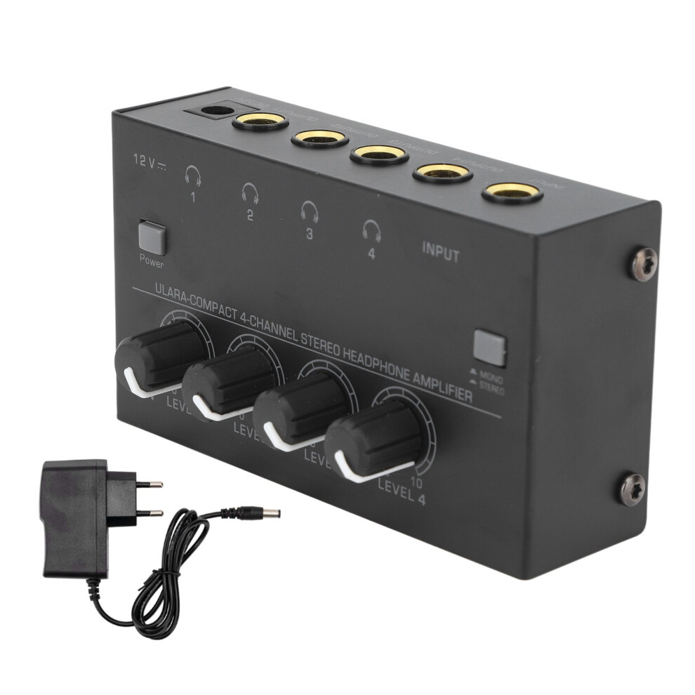 Balanced Trs Output Headphone Amplifier 4 Channels Stereo Audio Quality Compact Design Portable Headphone Amplifier Independent Volume Control Low Noi 9416038247095