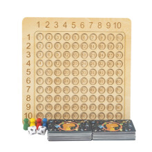 Brinquedo de matemática em madeira natural para aprendizado prático de contagem, que proporciona reconhecimento de números de forma envolvente e