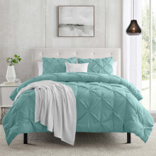 (Sage Green, S.King) 3-piece Pintuck Duvet Cover Set Ultra Soft Microfiber, Wrinkle & Stain Resistant, Premium Quality Bedding