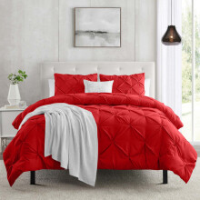 (Burgundy, Double) 3-piece Pintuck Duvet Cover Set Ultra Soft Microfiber, Wrinkle & Stain Resistant, Premium Quality Bedding
