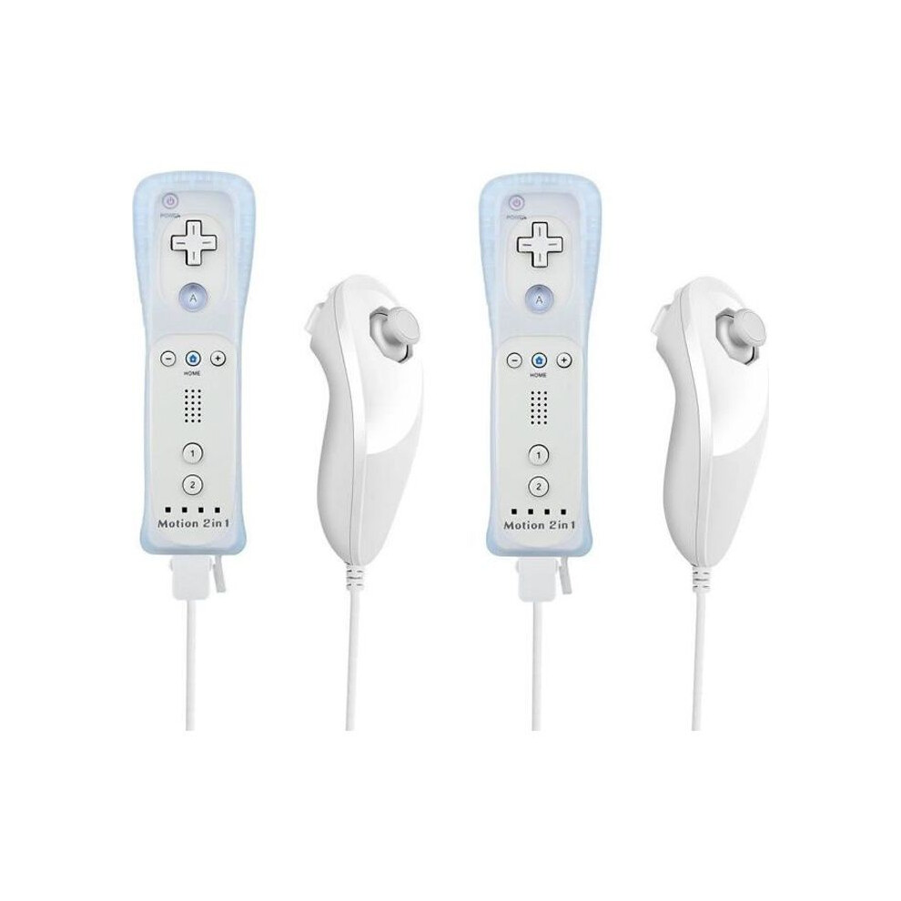 Controller - Nintendo - Wii - 2X Remotes - Nunchuck - Motion Plus Compatible White 7333425951484