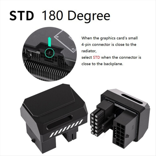 16PIN GPU Power Connector 180 Degree Angled Adapter for Desktops Graph 2
