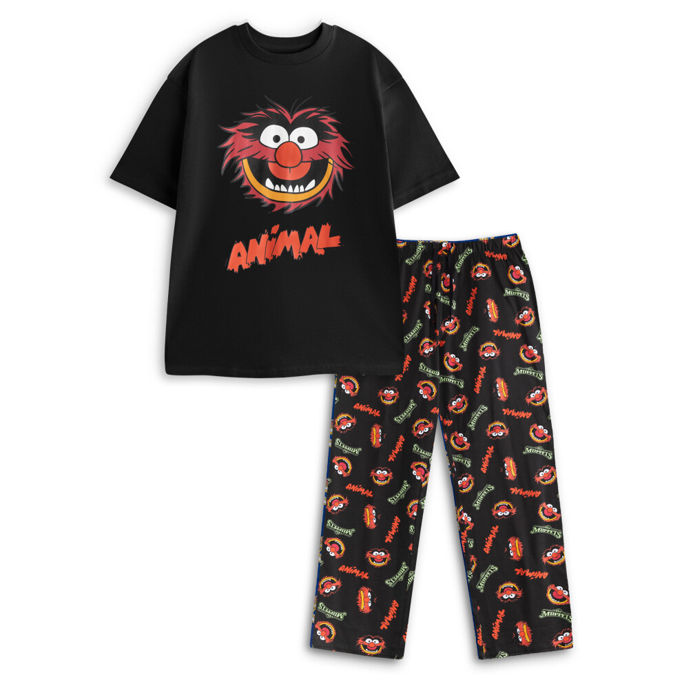Disney Men's Black (Large) Short Sleeve Long Leg Pyjama Set ( )