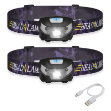 Ultra Bright LED Headlamp Rechargeable, Long Run Time Waterproof Motion Sensor Headlamp, Adjustable Multiple Light Modes for Hiking Camping Gear Essen