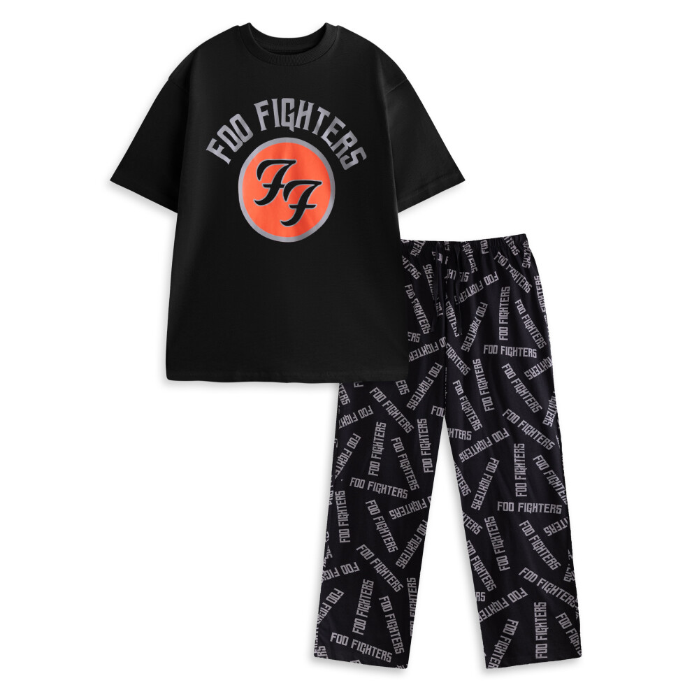 Foo Fighters Men's Black (X-Large) Short Sleeve Long Leg Pyjama Set ( )