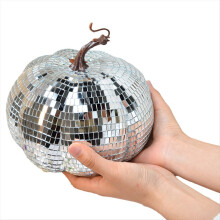 Silberne Discokugel in Kürbisform, geeignet für DJ-Clubs und Partys