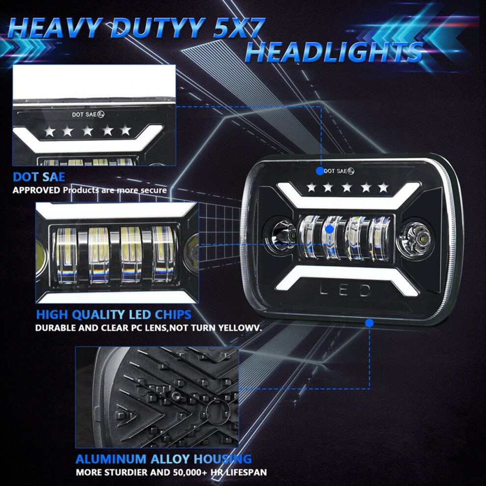 7X6 5X7 Led Headlights H6054 Rectangular Headlight With High Low Beam 4852261868396