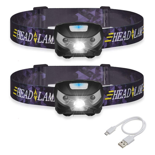 Rechargeable Ultra Bright LED Headlamp, Magnet Function Adjustable Comfortable Lightweight Waterproof Motion Sensor for Night Running Hiking