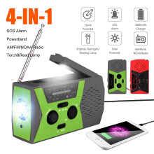 Rádio portátil de emergência, rádio solar com manivela para uso interno e externo, rádio de emergência com manivela, luz de leitura extensível