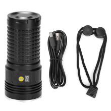 Lanterna tática iluminadora para aventureiros ao ar livre, lanterna recarregável de alto lúmen com foco variável, luz LED super brilhante para