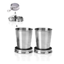 Verre à shot télescopique pliable en acier inoxydable au design élégant, gobelet pliable et portable idéal pour la randonnée, le camping et les