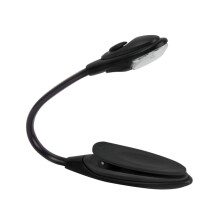 Dual Head LED Book Light with 4-Level Brightness, Lightweight and Compact Music Stand Lamp, Adjustable Clamp Design, Eye-Care Lighting for Reading, Tr