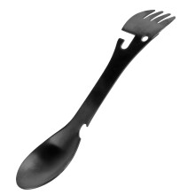 Tragbare Campingausrüstung, Edelstahlbesteck mit Titanbeschichtung für Outdoor-Reisen, Multifunktionsgabel-Löffel vereint ergonomisches Design und