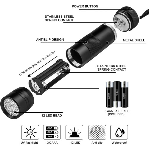 Φακοί Blacklight UV από κράμα αλουμινίου, εργαλείο ανίχνευσης λεκέδων σπιτιού και 1