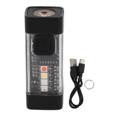Mini lanterna LED, recarregável via USB tipo C, com 7 modos de iluminação, resistente à água e ideal para caminhadas e emergências ao ar livre.