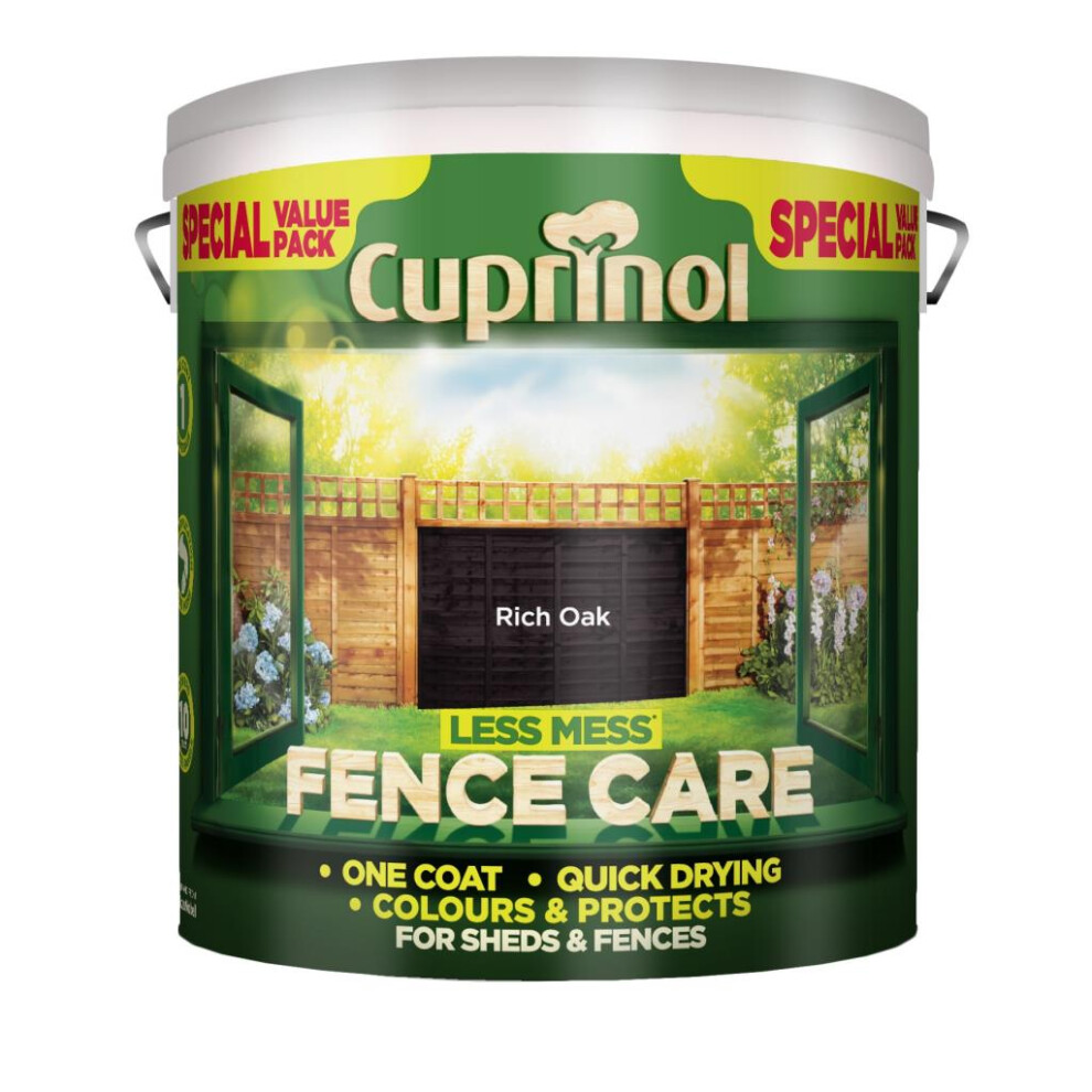 Cuprinol 5194070 Less Mess Fence Care Rich Oak 6 Litre