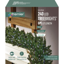 Premier Christmas Garland String Lights White 240 LED 6M Timer