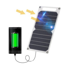 USB Solar Panel for Smart Devices, Monocrystalline Silicon Slim and Lightweight Charger, Fast Charging High Efficiency Energy Saving Solution for Outd