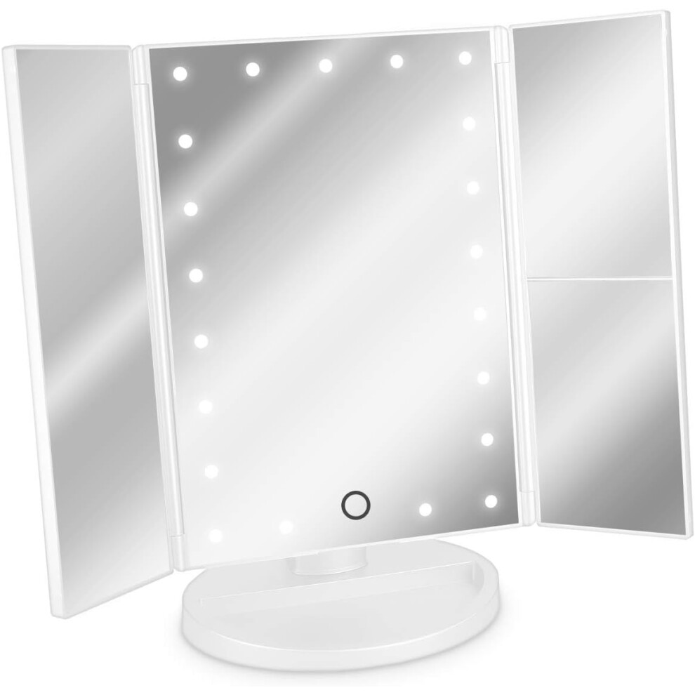 Classic Triple Vanity Mirror, Portable Travel Companion with Dual Power Supply, High Definition Clarity for Precise Makeup Application