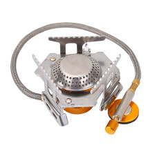Réchaud de camping portable coupe-vent, puissance de feu élevée, conception compacte et légère, allumage piézo à haut rendement, large