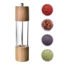 Justerbar peberkværn med keramisk rotor, rustfrit stålknap, fint håndværk, slidstærk, ikke-ætsende, kværn, gennemsigtig akrylkruppe, bærbar
