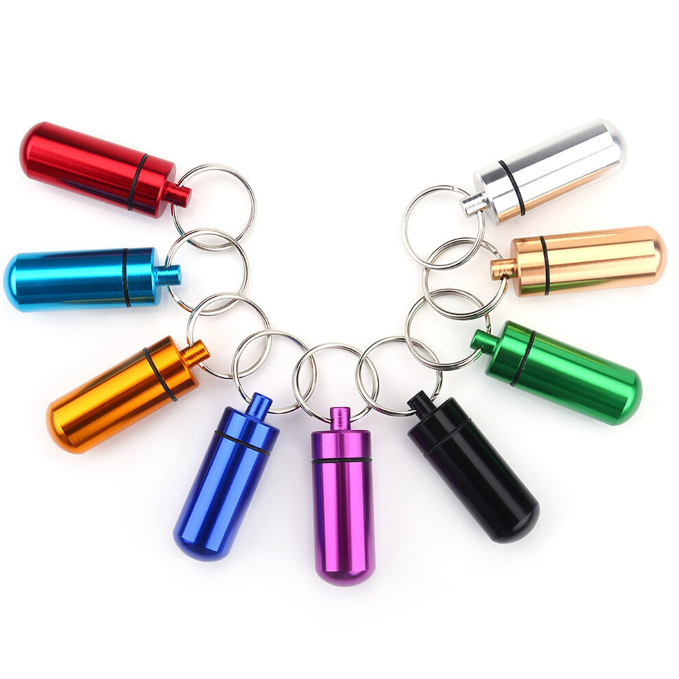 Emergency Pill Bottle, Aluminum Alloy Waterproof Miniature Design For Portable Outdoor Travel, Includes Key Chain And Sealed Multi-function Lightweigh