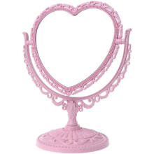 Heart-Shaped Mirror, 360 Rotation, Versatile Placement For Coquette Room Decor, Vintage Decoration, Double-Sided Design, Pink Mirror, Removable And Po