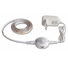 Tilpassbar LED-lysstripe, bevegelsessensor, kjølig hvitt lys for innendørsområder, kuttbar lengde, deteksjonsvinkel 120, strømforsyning DC12V