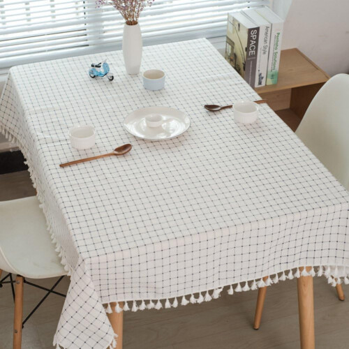 Αδιάβροχο τραπεζομάντιλο διαμέτρου 120cm, με σχέδιο καρό, εύκολο στη φροντίδα, για 2