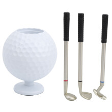 Model Pen Holder, Golf Lovers Gift, Golf Gift Set, 3 PCS Cue Pens with Different Refill Ink Colors, Compact Plastic Golf Ball Design with Pull-Off Gri