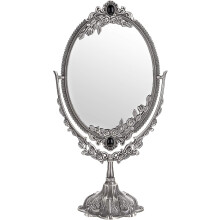 Miroir pivotant double face, reflet clair argenté, miroir de coiffeuse portable avec cadre en relief pour dressing, miroir de maquillage vintage