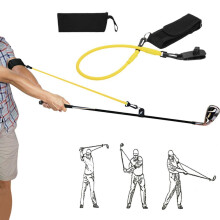 Portable Golf Swing Trainer with 360 Degree Rotating Hook Reusable Latex Elastic Tube for Skill Enhancement