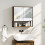 Homcom (Brown) HOMCOM Industrial Bathroom Cabinet with 2 Mirrored Doors Open Shelf 1