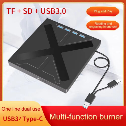 7 in 1 USB 3.0 CD DVD Burner Type C External Optical Drive Hub Portabl 2