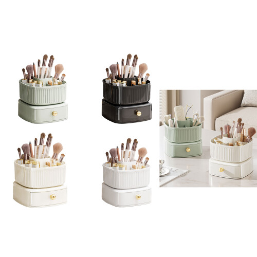 Handy Rotating Makeup Organizer Brush Holder with Drawer-4 2