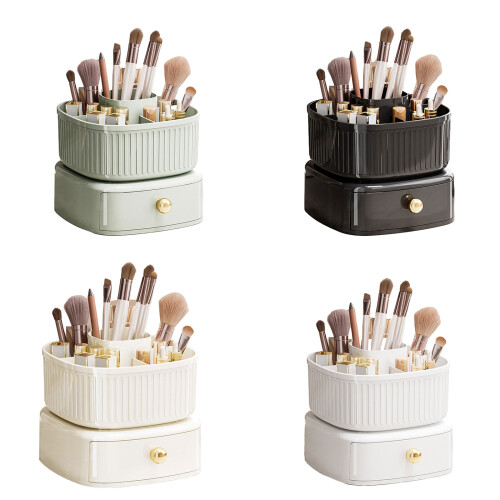 Handy Rotating Makeup Organizer Brush Holder with Drawer-4 1